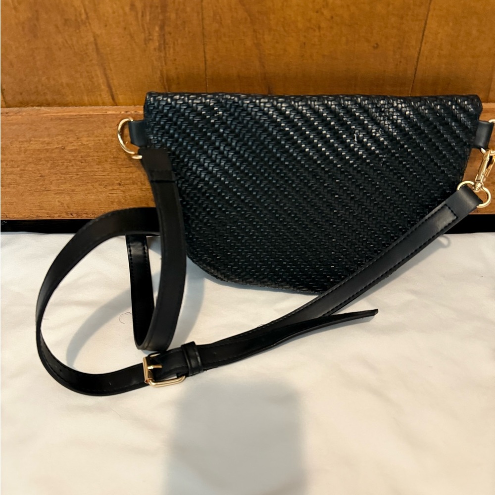 Black Woven Crossbody Bag